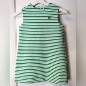 Lacoste Vintage 60s Preppy Green And White Stripes Sleeveless Dress Size 10 - 12